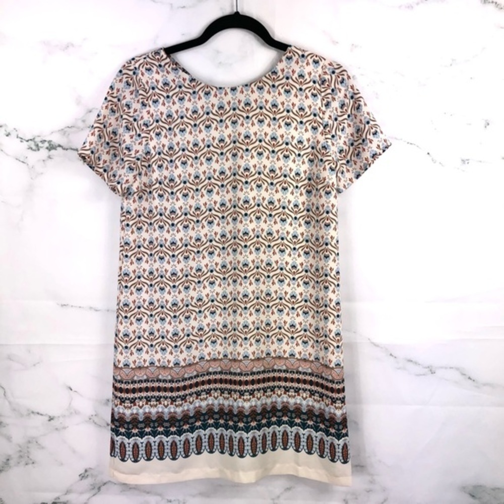 LULUS Botanical Beauty Beige Shift Dress